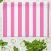 Linge De Cuisine Grilles roses et blanches chaudes (Plié)