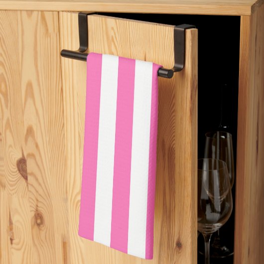 Linge De Cuisine Grilles roses et blanches chaudes (Pliage en tiers)