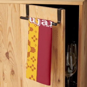 Linge De Cuisine Grilles verticales Zia Soleil Rouge Jaune Nouveau-