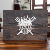 Linge De Cuisine Grillmaster BBBQ Rustique Bois foncé Impression