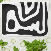 Linge De Cuisine Grip Vise : Noir et Blanc Abstrait (Plié)