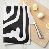 Linge De Cuisine Grip Vise : Noir et Blanc Abstrait (Quart Plié)