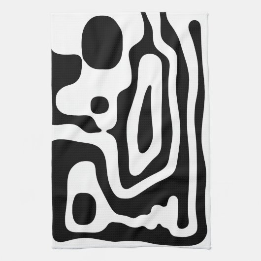 Linge De Cuisine Grip Vise : Noir et Blanc Abstrait (Vertical)