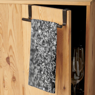 Linge De Cuisine Gris argenté paillettes Bokeh Glam 2