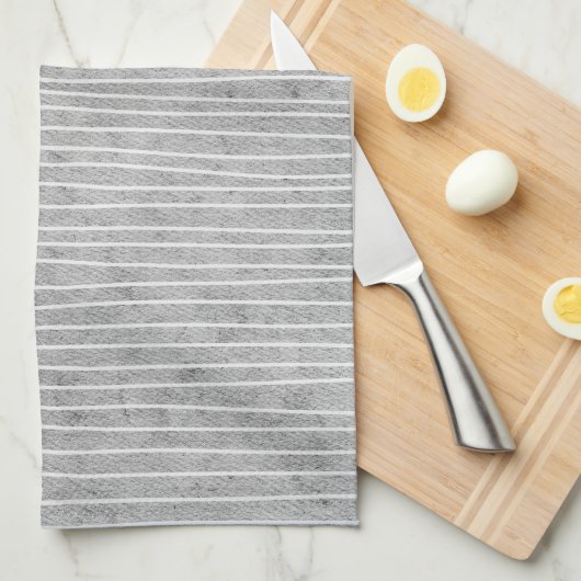 Linge De Cuisine Gris avec rayures pâles (Quart Plié)