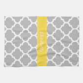 Linge De Cuisine Gris Blanc Marocain #5 Ananas Initiale Monogramme (Horizontal)