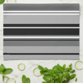 Linge De Cuisine Gris blancs noirs Motifs à rayures mixtes (V) (Plié)