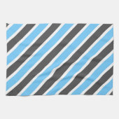 Linge De Cuisine Gris bleu ciel moderne rayures diagonales (Horizontal)