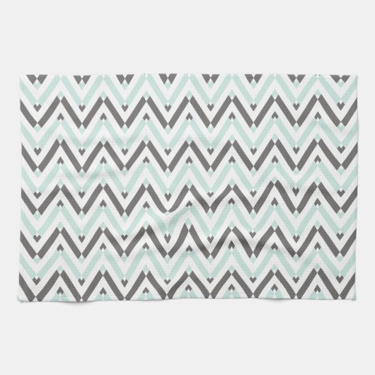 Linge De Cuisine Gris De Monnaie Contemporain Blanc Chevron Grillé (Horizontal)