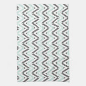 Linge De Cuisine Gris De Monnaie Contemporain Blanc Chevron Grillé (Vertical)