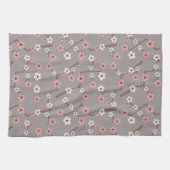 Linge De Cuisine Gris de motif de fleurs de cerisier (Horizontal)