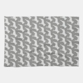 Linge De Cuisine Gris de motif de silhouettes de Boston Terrier (Horizontal)