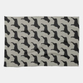Linge De Cuisine Gris de motif de silhouettes de rottweiler (Horizontal)
