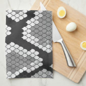 Linge De Cuisine Gris de serpent, blanc et noir (Quart Plié)