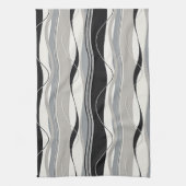 Linge De Cuisine Gris et blanc onduleux de noir de rayures (Vertical)