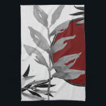 Linge De Cuisine Gris et Bourgogne Moderne Aquarelle Feuilles<br><div class="desc">La serviette à main moderne présente une aquarelle artistique dans une palette de couleurs bordeaux et gris avec une feuille d'aquarelle zen et une composition géométrique en cercle avec des tons gris et bordeaux avec des accents noir et argent sur un arrière - plan gris argenté très clair. Un élégant...</div>