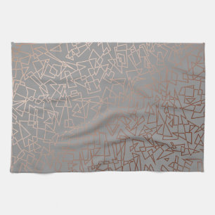 Linge De Cuisine Gris géométrique de motif d'or rose élégant