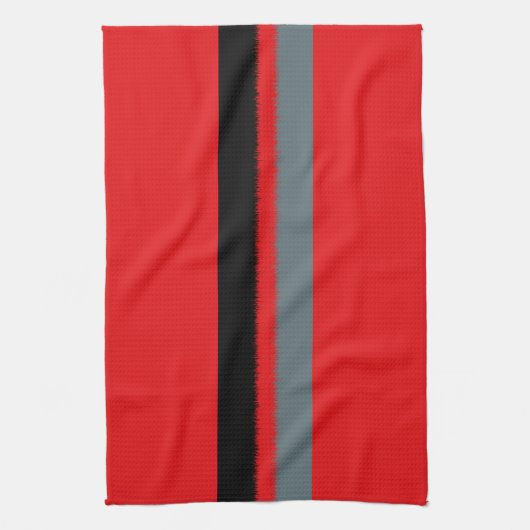 Linge De Cuisine Gris gris-rouge noir (Vertical)