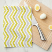 Linge De Cuisine Gris, Jaune et Blancs Chevron (Quart Plié)