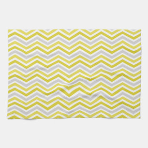 Linge De Cuisine Gris, Jaune et Blancs Chevron