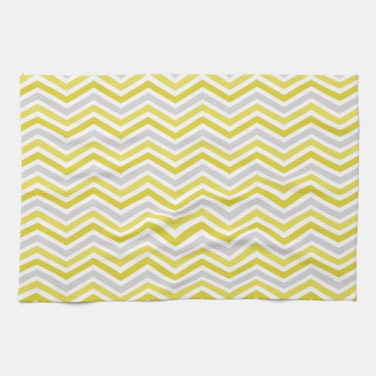 Linge De Cuisine Gris, Jaune et Blancs Chevron (Horizontal)