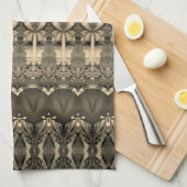 Linge De Cuisine Gris marron et crème de designer (Quart Plié)