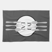 Linge De Cuisine gris moderne et blanc avec texte personnalisé (Horizontal)