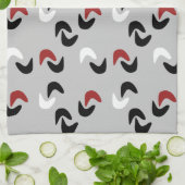 Linge De Cuisine Gris, noir, blanc, rouge Boomerang Mod Retro (Plié)