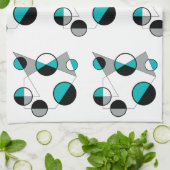 Linge De Cuisine Gris, noir, blanc, turquoise Géométrique Mod Retro (Plié)