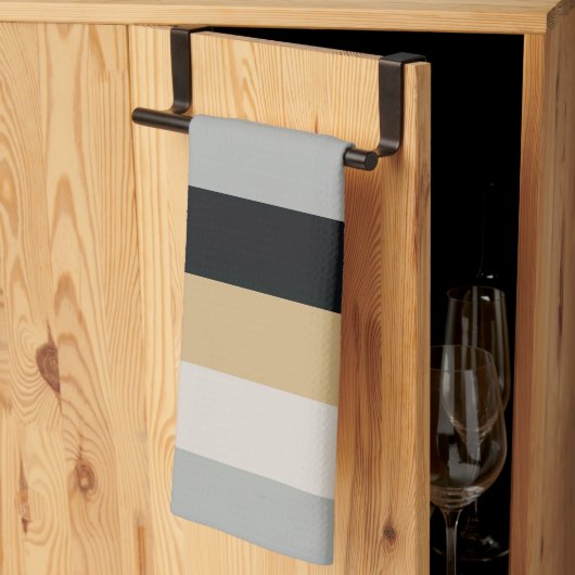 Linge De Cuisine Gris, noir et tan (Pliage en tiers)