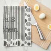 Linge De Cuisine Gris noir Gris blanc rayures et Pois (Quart Plié)