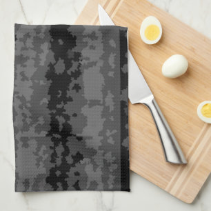 Linge De Cuisine Gris Noir Motif Abstrait Irrégulier Design