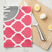 Linge De Cuisine Gris rose clair Monogramme treillis marocain (Quart Plié)