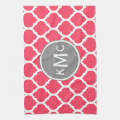 Linge De Cuisine Gris rose clair Monogramme treillis marocain (Vertical)