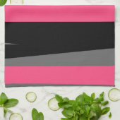 Linge De Cuisine gris rose et noir abstrait (Plié)