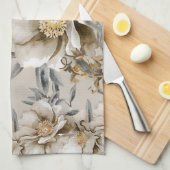 Linge De Cuisine Gris Vintage et or (Quart Plié)