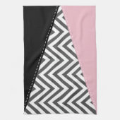 Linge De Cuisine Gris Zigzag, Gris Chevron, Motif Zigzag, Rose (Vertical)