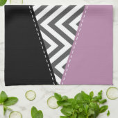 Linge De Cuisine Gris Zigzag, Gris Chevron, Motif Zigzag, Violet (Plié)