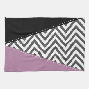 Linge De Cuisine Gris Zigzag, Gris Chevron, Motif Zigzag, Violet