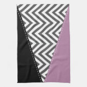 Linge De Cuisine Gris Zigzag, Gris Chevron, Motif Zigzag, Violet (Vertical)