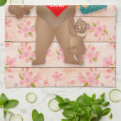 Linge De Cuisine Grizzly maman ours avec des petits, maman amour! (Plié)