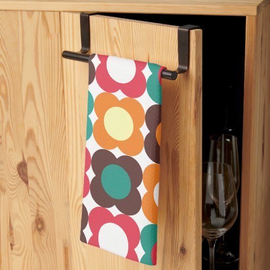 Linge De Cuisine Groovy 70s Retro Flower Pattern | Bold Boho Floral (Pliage en tiers)