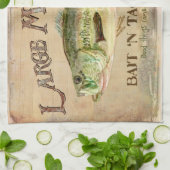 Linge De Cuisine Gros achigan à bouche Pêcheur Cabine planches en b (Plié)