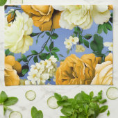Linge De Cuisine Grosse Fleur de rose jaune rétro (Plié)