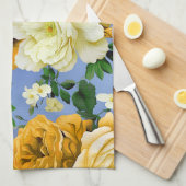 Linge De Cuisine Grosse Fleur de rose jaune rétro (Quart Plié)