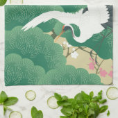 Linge De Cuisine Grue avec arbre à pin et fleurs de prune (Plié)