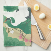 Linge De Cuisine Grue avec arbre à pin et fleurs de prune (Quart Plié)