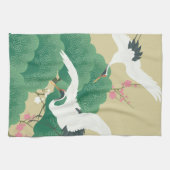 Linge De Cuisine Grue avec arbre à pin et fleurs de prune (Horizontal)