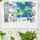 Linge De Cuisine Grues du monde (Plié)