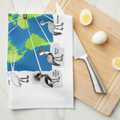 Linge De Cuisine Grues du monde (Quart Plié)